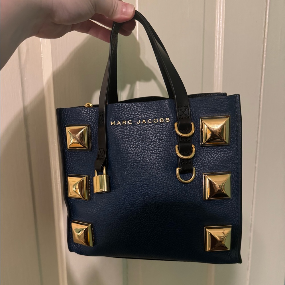 Rare 🔎 Gold ⭐️ Studded 🔹 Blue Marc Jacobs Grind Mini Tote